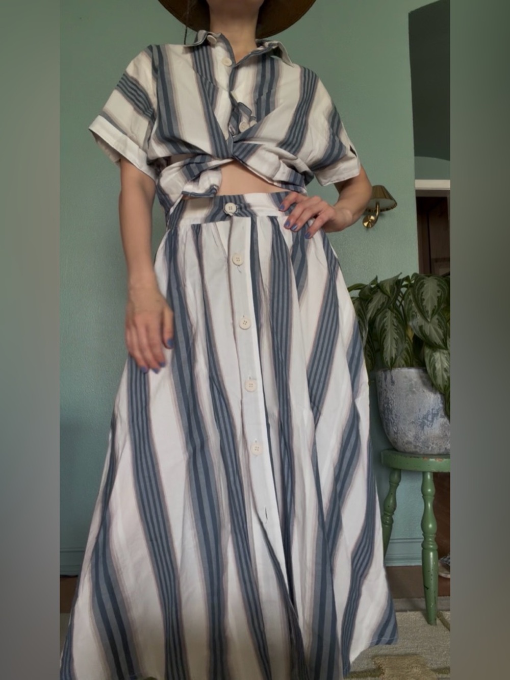 Striped Co-Ord Top & Skirt Set